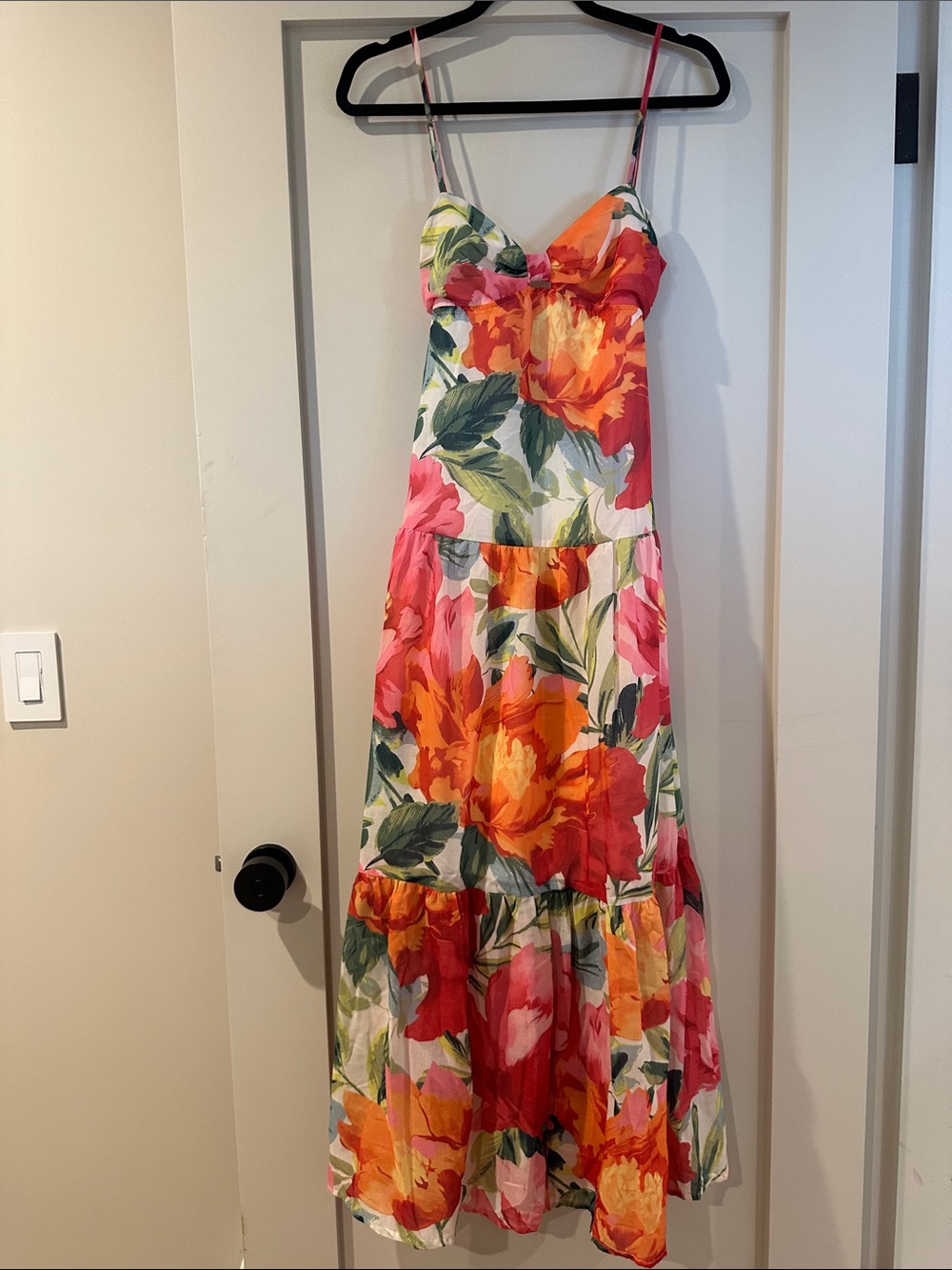 Crystal Doll Orange Pink Floral Maxi Dress